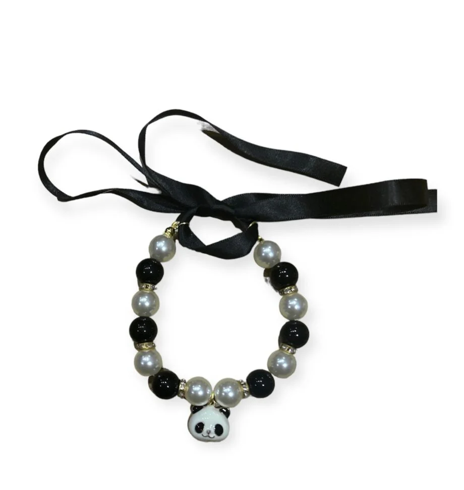 Faux Pearl panda necklace collar