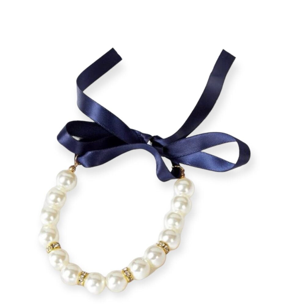 Faux pearl necklace collar