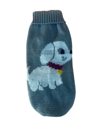 Grey puppy print knitted sweater