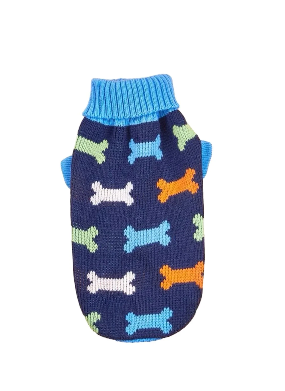 Blue bone print knitted sweater