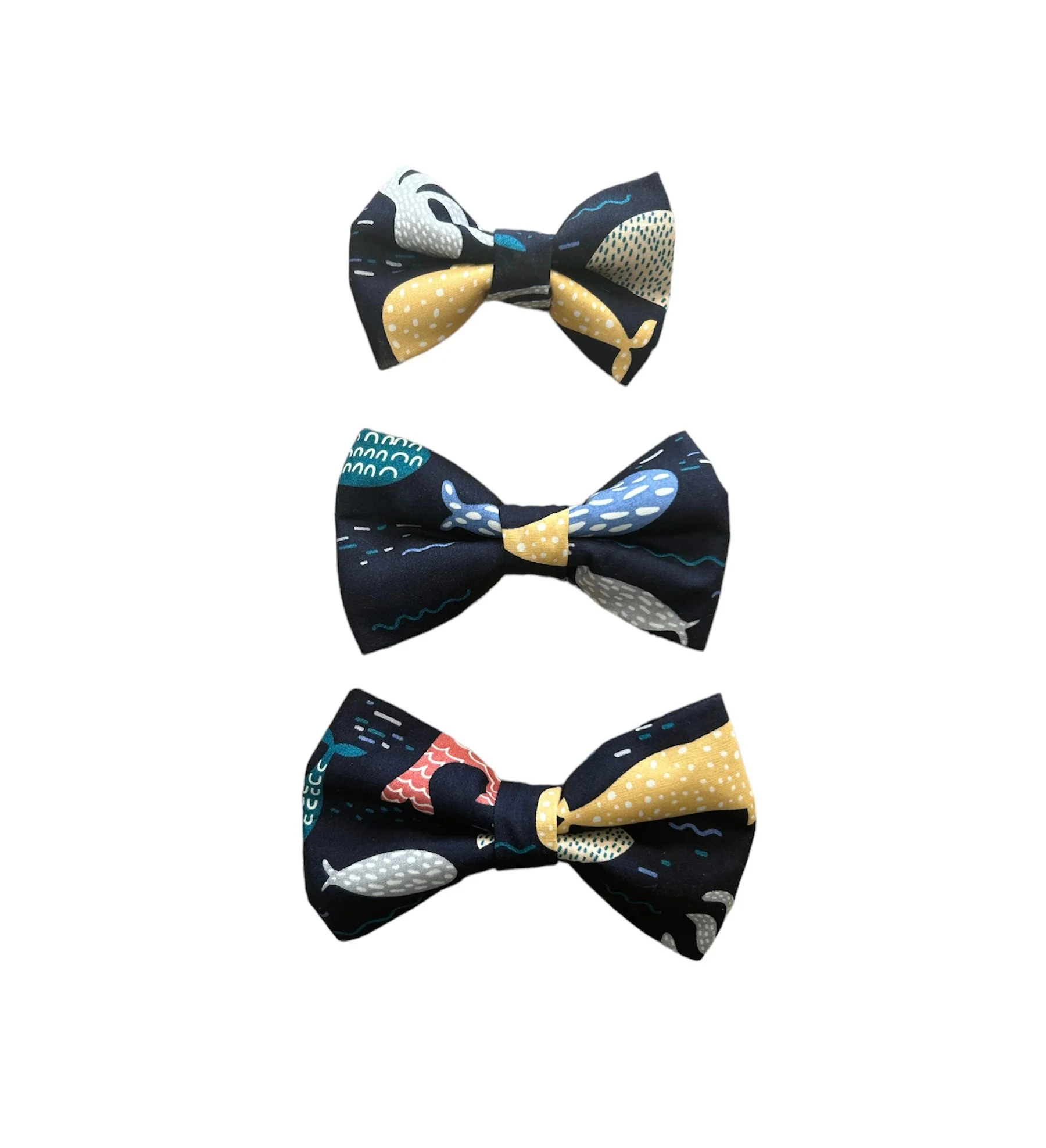 Navy Whale print bow ties